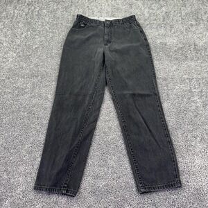 Vtg Lee Jeans Womens 10P Black Relaxed Tapered High Rise Dark Wash Denim Elastic
